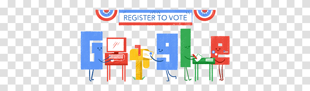 Google Doodle Tells You How To Register Vote Us Voting Registration, Text, Electrical Device, Alphabet Transparent Png