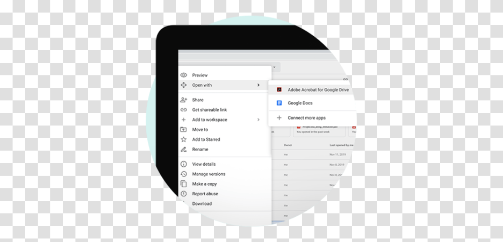 Google Drive Integration Adobe Acrobat Document, Computer, Electronics, Text, Tablet Computer Transparent Png