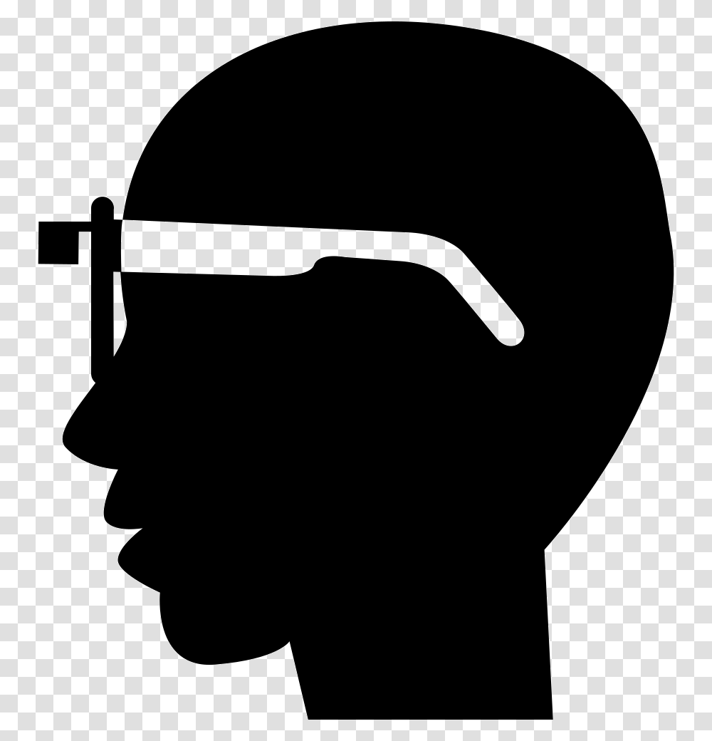 Google Glasses Tool On Bald Male Head From Side View Icon, Silhouette, Baseball Cap, Hat Transparent Png