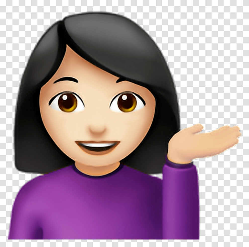 Google Woman Tipping Hand Emoji Full Size Download Girl Emoji, Doll, Toy, Clothing, Apparel Transparent Png