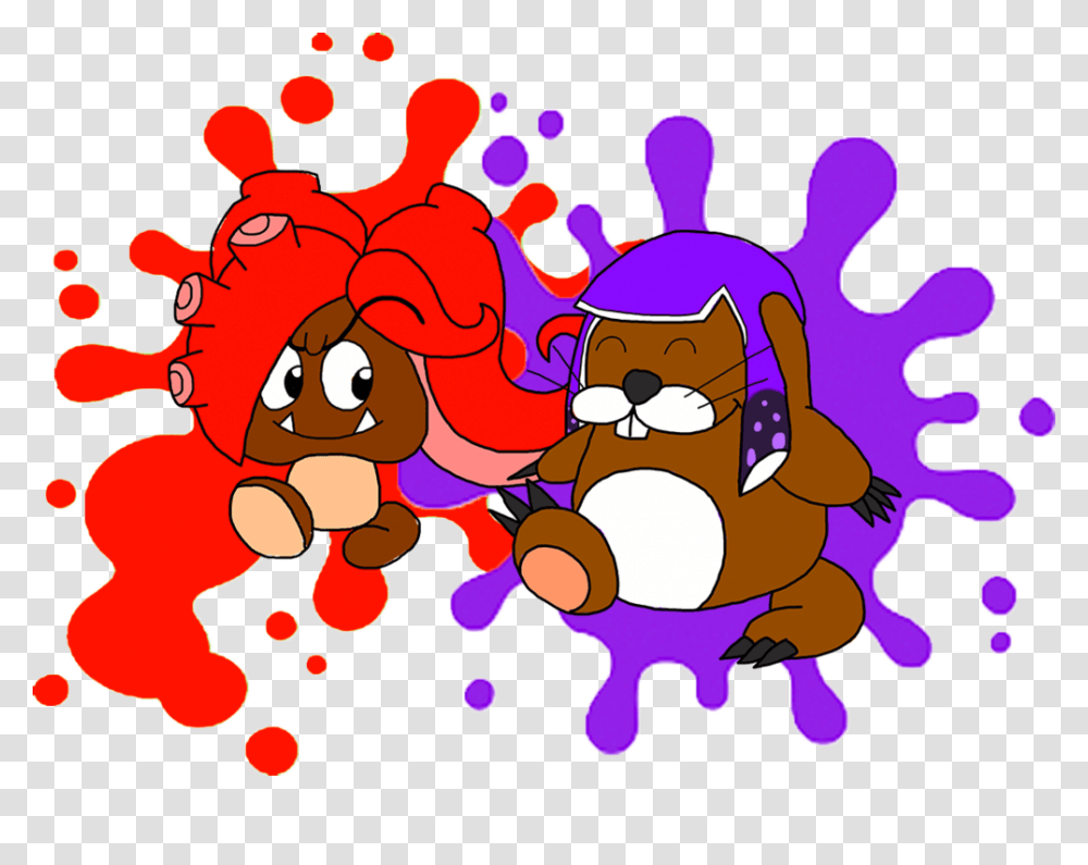 Goomba And Monty Mole As Octoling And Inkling, Doodle, Drawing Transparent Png
