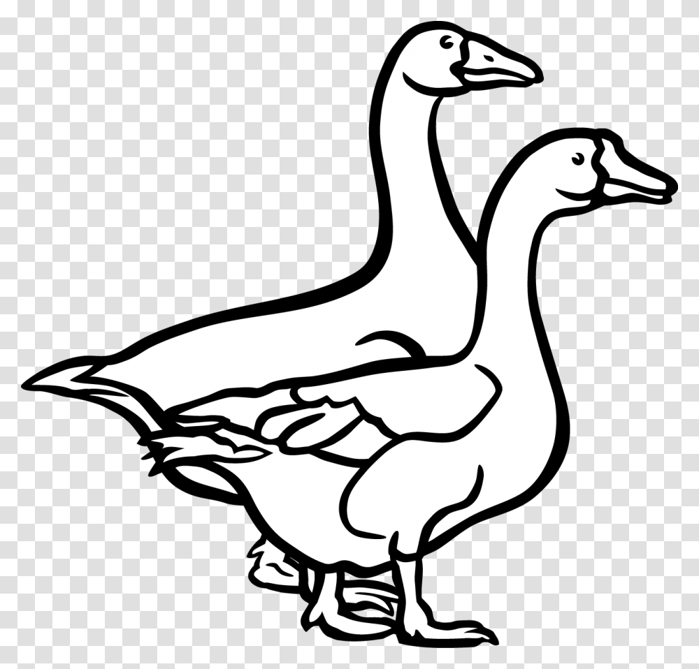Goose Duck Bird Black And White Clip Art, Animal, Antelope, Wildlife, Mammal Transparent Png