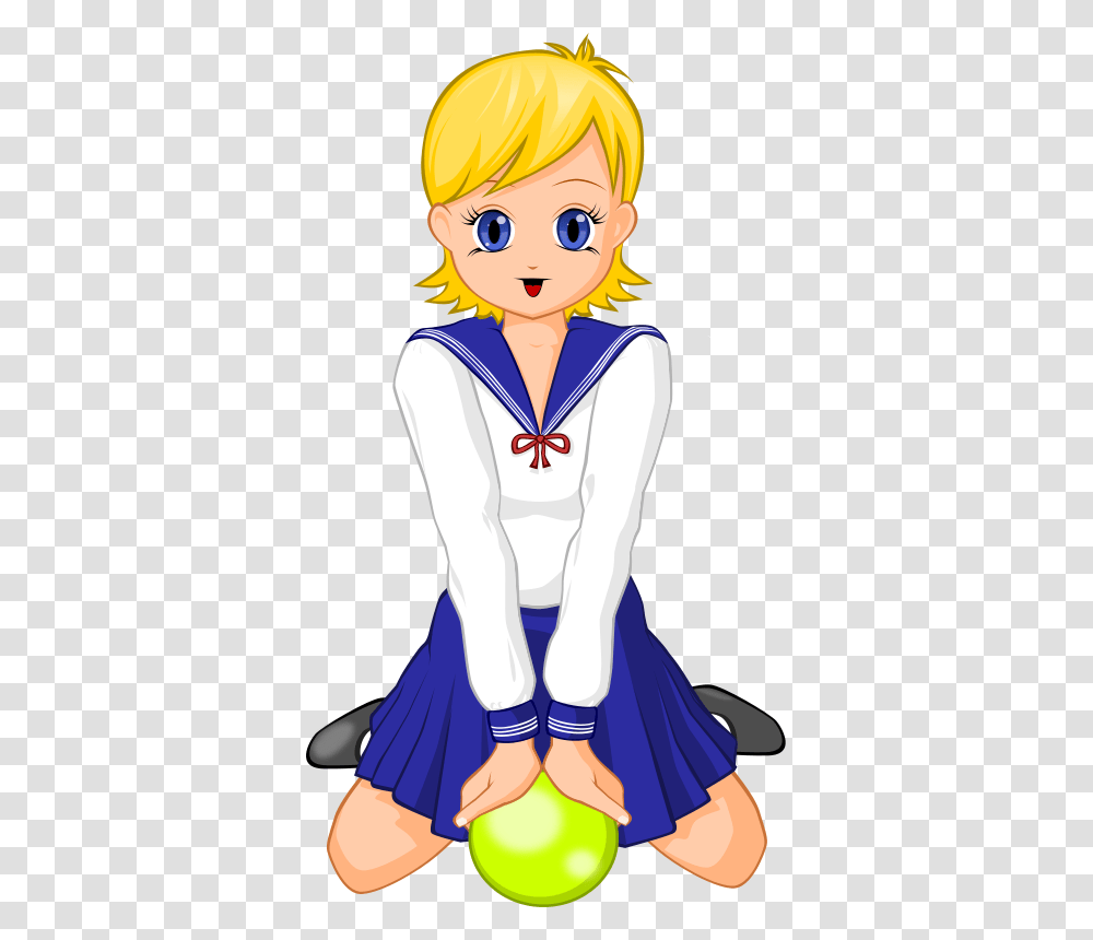 Gopher Anime Schoolgirl With Green Ball Anime School Girl Pin, Person, Human, Sailor Suit, Nurse Transparent Png