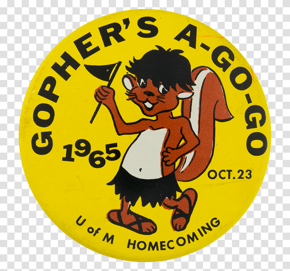 Gopher S A Go Go Events Button Museum Cartoon, Label, Logo Transparent Png