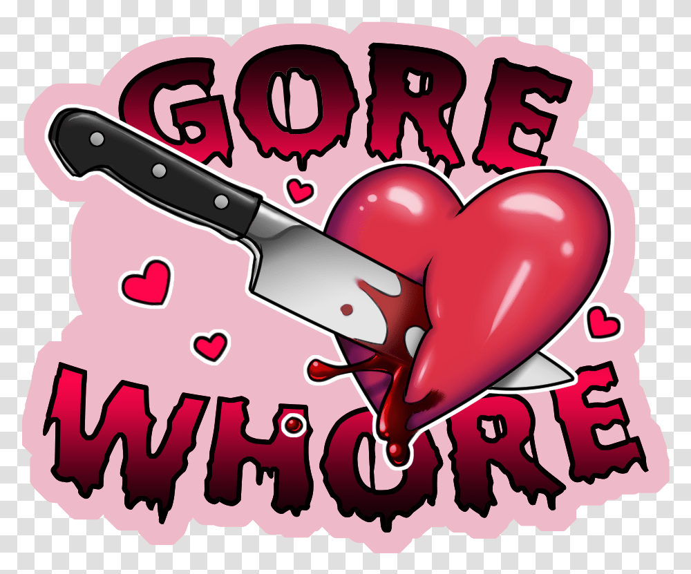 Gore Whore Sticker Sold By Cricketbat Heart, Weapon, Weaponry, Food, Blade Transparent Png