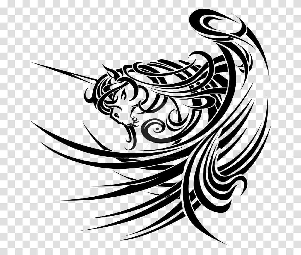 Gorgeous Tribal Style Unicorn With Huge Pegasus Wings Unicorn Tribal Tattoos, Logo, Trademark, Word Transparent Png