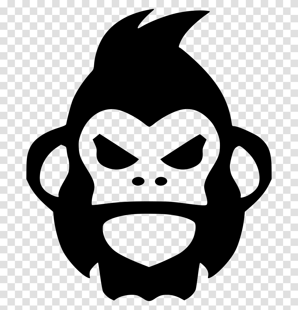 Gorilla Ape Computer Icons Clip Art Black And White Monkey, Stencil, Label, Silhouette Transparent Png