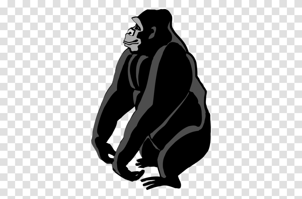 Gorilla Clipart Nice Clip Art, Person, Human, Kneeling, Stencil Transparent Png