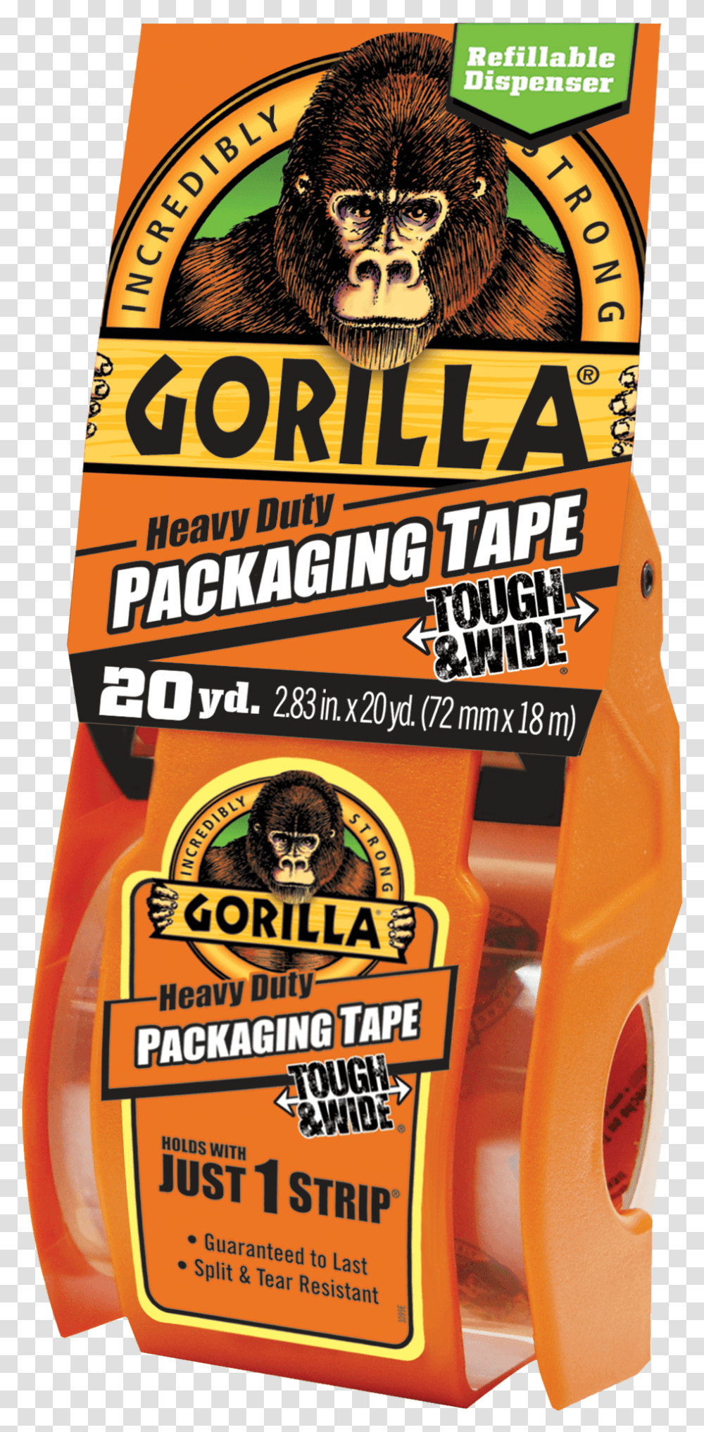 Gorilla Heavy Duty Packaging Tape Tough Amp Wide Animal, Advertisement, Poster, Flyer, Paper Transparent Png