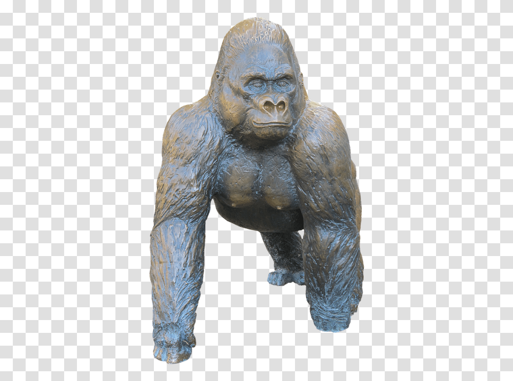 Gorilla Monkey Ape Figure Sculpture Art Statue Skulptur Ape, Figurine, Elephant, Wildlife, Mammal Transparent Png