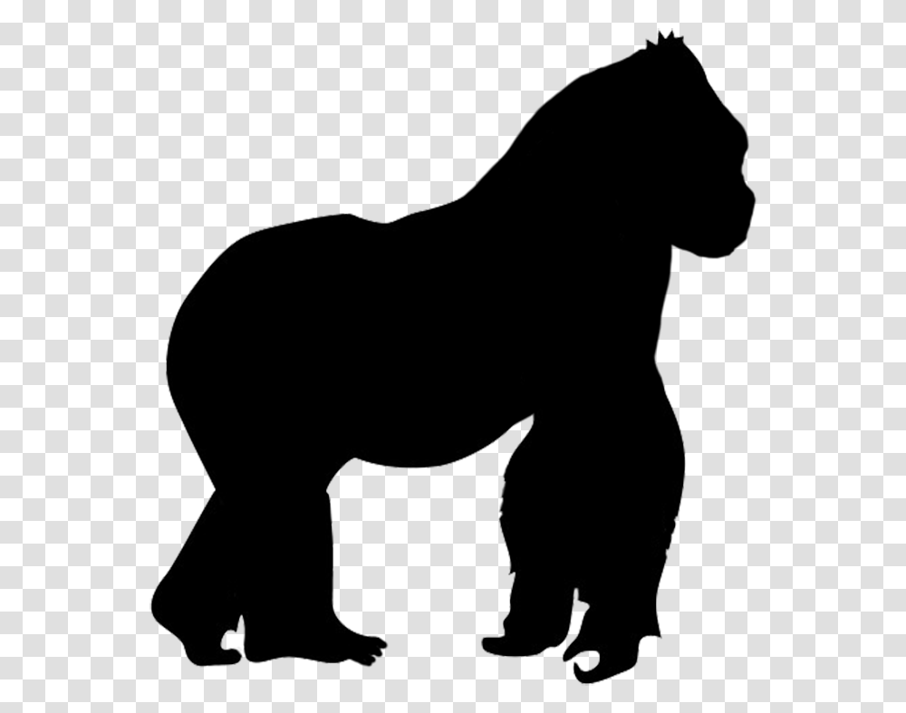 Gorilla Silhouette Clip Art Gorilla Silhouette, Wildlife, Animal, Mammal, Panther Transparent Png