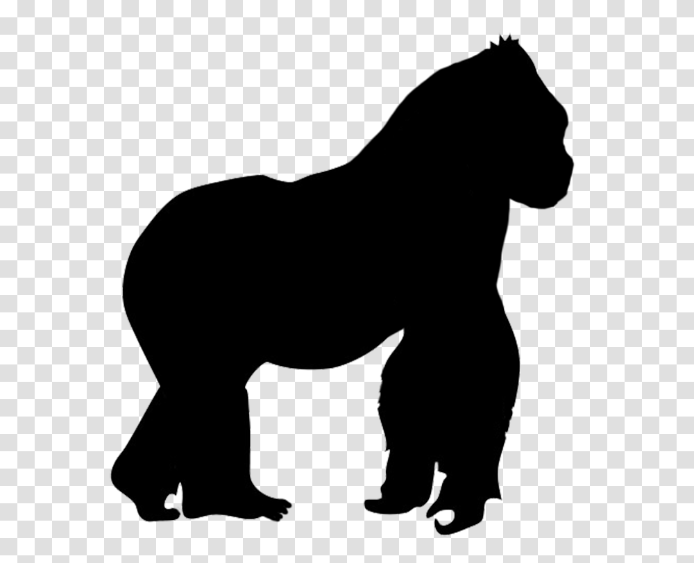 Gorilla Silhouette Scetch, Mammal, Animal, Horse, Wildlife Transparent Png