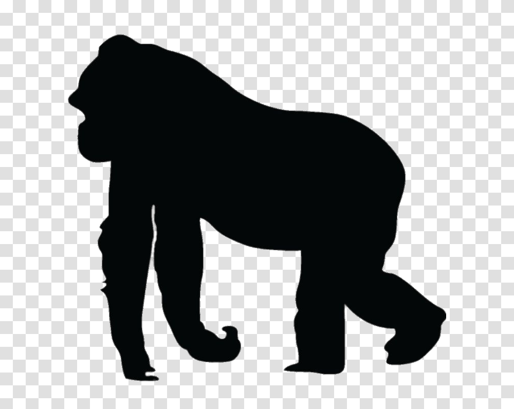 Gorilla, Silhouette, Wildlife, Animal, Mammal Transparent Png