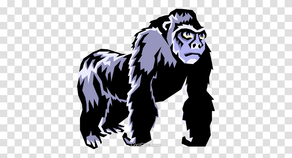 Gorillas Royalty Free Vector Clip Art Illustration, Ape, Wildlife, Mammal, Animal Transparent Png