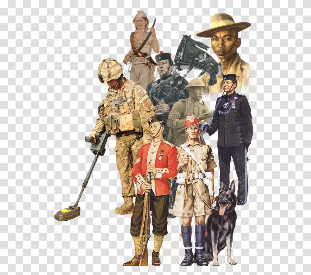 Gorkha Paintings, Person, Dog, Hat, Military Transparent Png