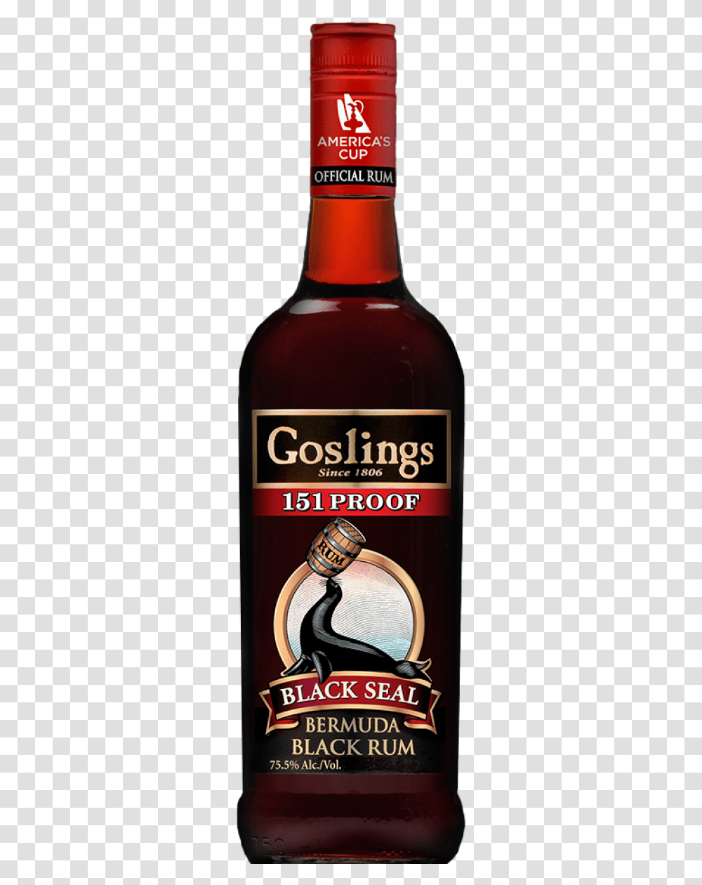 Goslings 151 Proof Black Seal Rum 755 07l Gosling's Black Seal Rum, Alcohol, Beverage, Drink, Beer Transparent Png