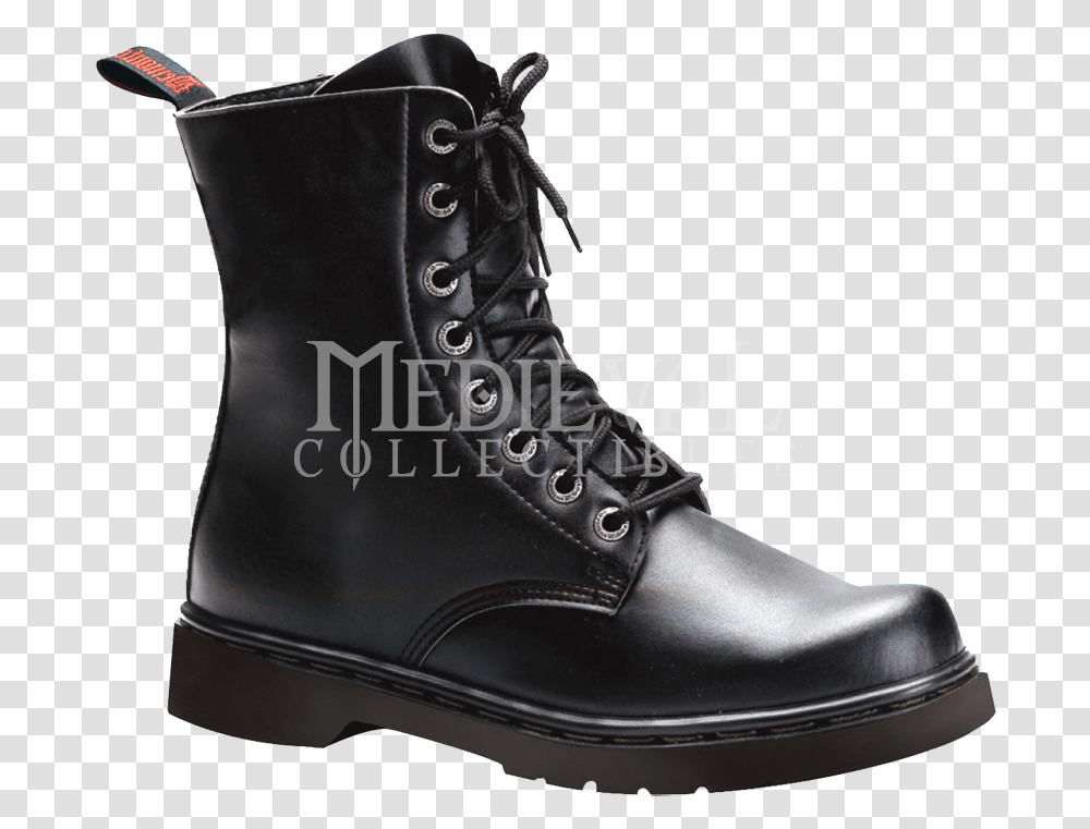 Goth Black Combat Boots Download Doc Martens With Zipper On Side, Shoe, Footwear, Apparel Transparent Png