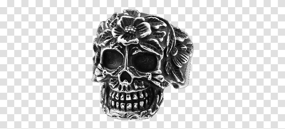 Gothic Badass Biker Skull Ring Skull, Silver, Sculpture, Pirate Transparent Png