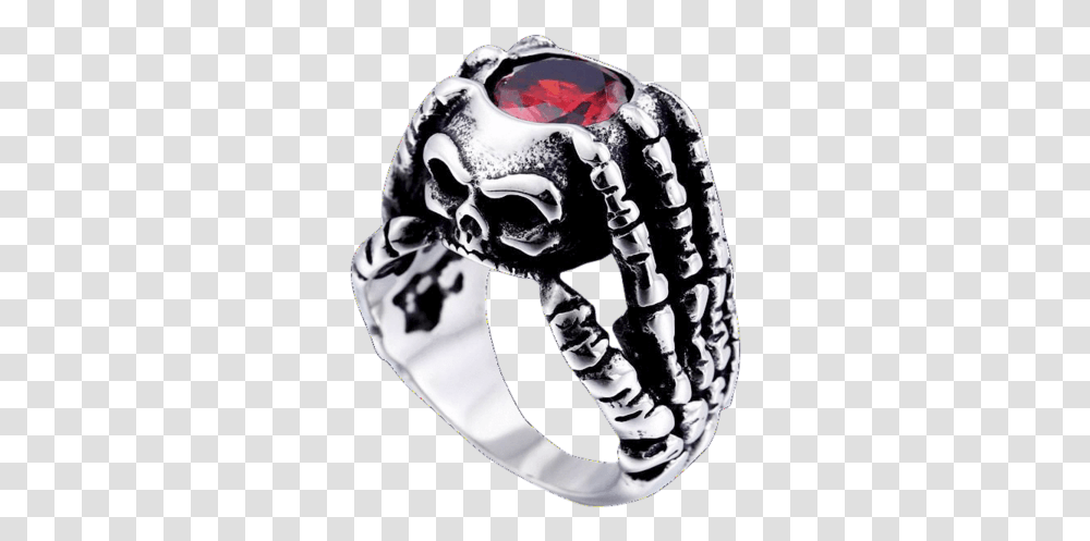 Gothic Badass Jewelry Jewellery Biker Skull Stone Ring Gothic Red Stone Rings, Accessories, Accessory, Person, Human Transparent Png