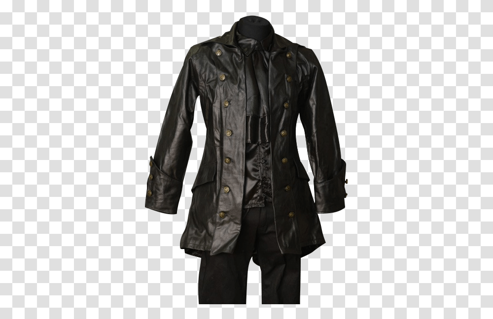Gothic Black Leather Pirate Jacket Black Leather Jacket Medieval, Apparel, Coat, Person Transparent Png