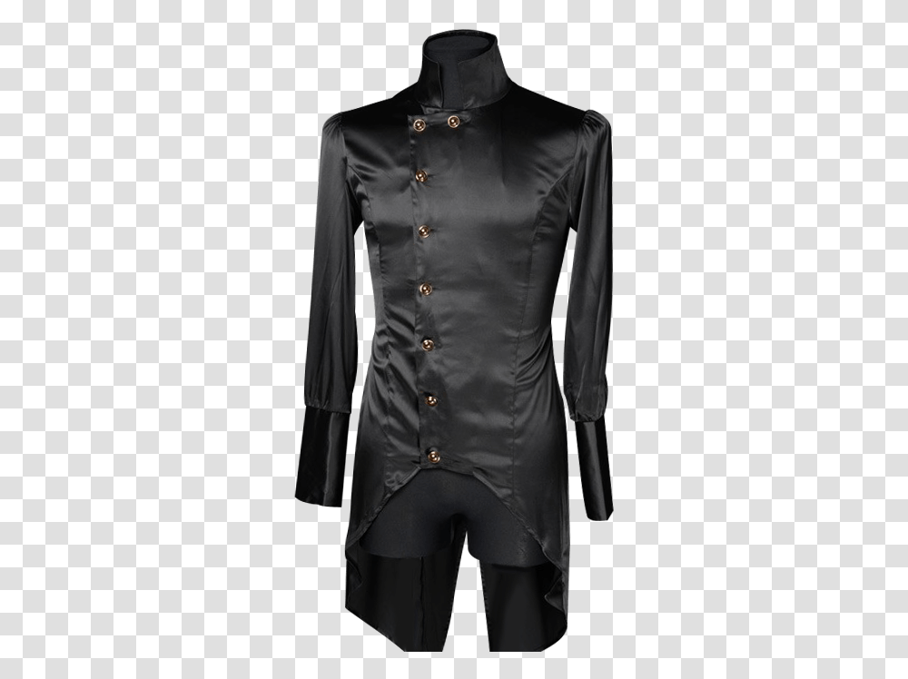 Gothic Black Satin Regal Tailcoat Shirt Formal Wear, Sleeve, Evening Dress, Robe Transparent Png