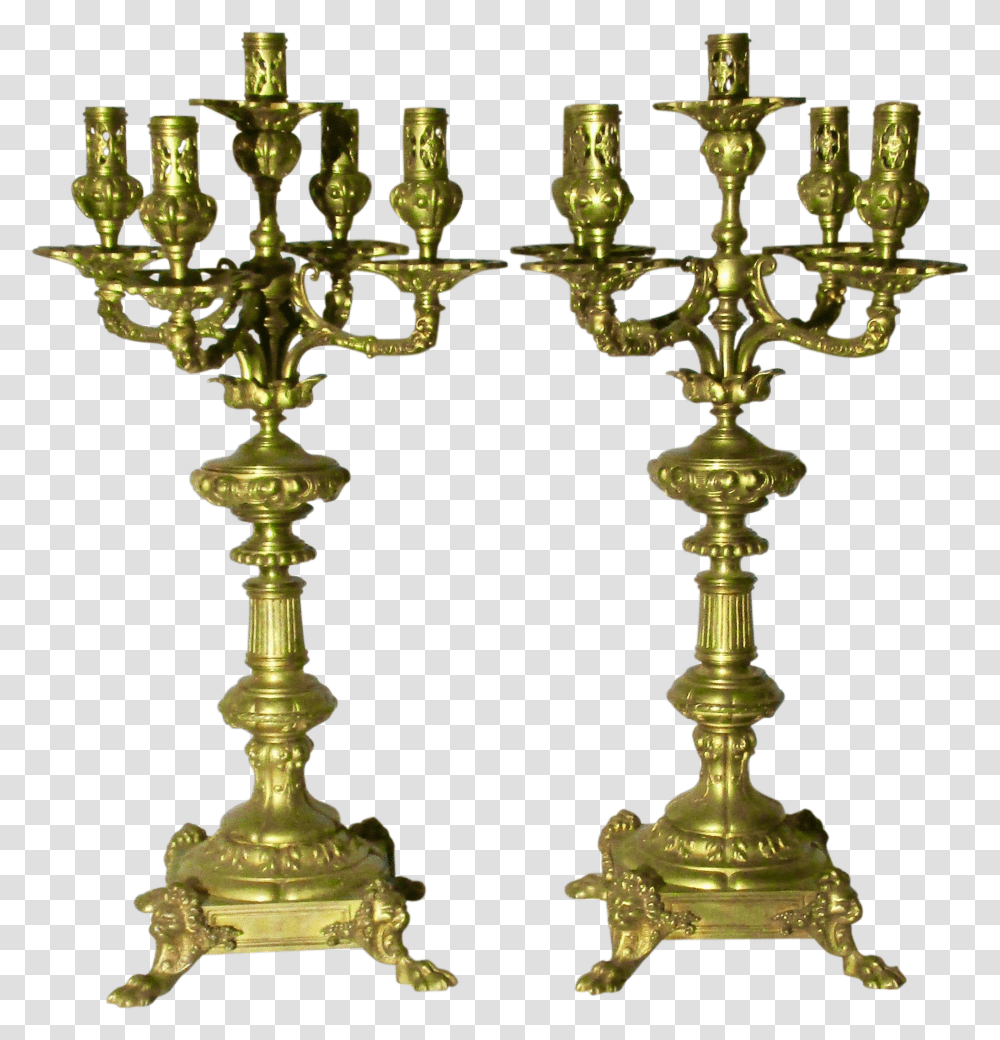 Gothic Candles Candelabra Brass, Bronze, Chandelier, Lamp, Gold Transparent Png