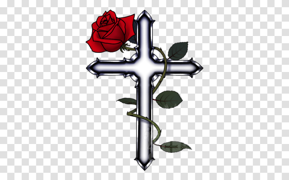 Gothic Cross Tumblraesthetic Roses Vines Thorns Floral Cross With A Rose, Symbol, Sink Faucet, Crucifix Transparent Png