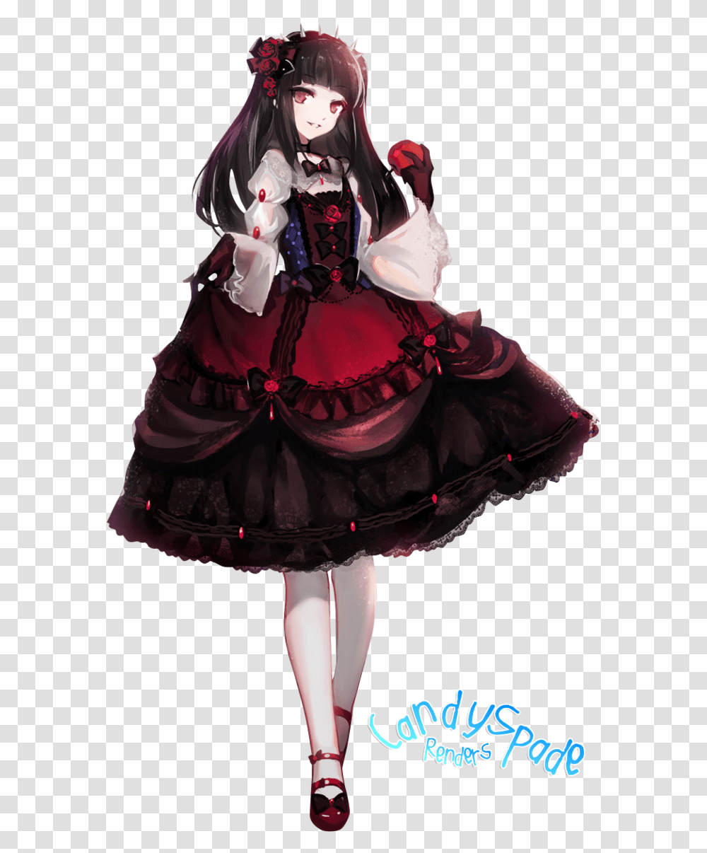 Gothic Lolita Anime Red Dress, Person, Performer, Doll Transparent Png