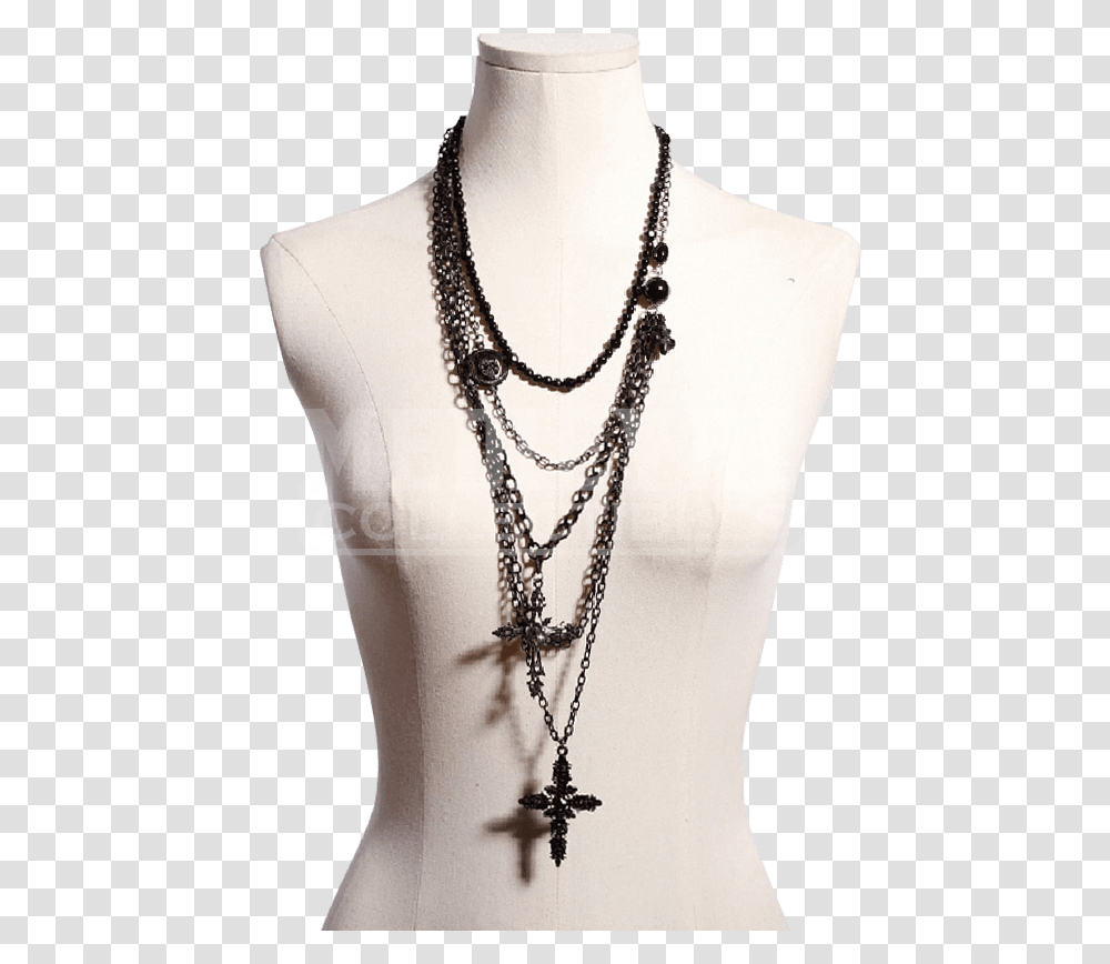 Gothic Multi Chain Cross Necklace, Jewelry, Accessories, Accessory, Person Transparent Png