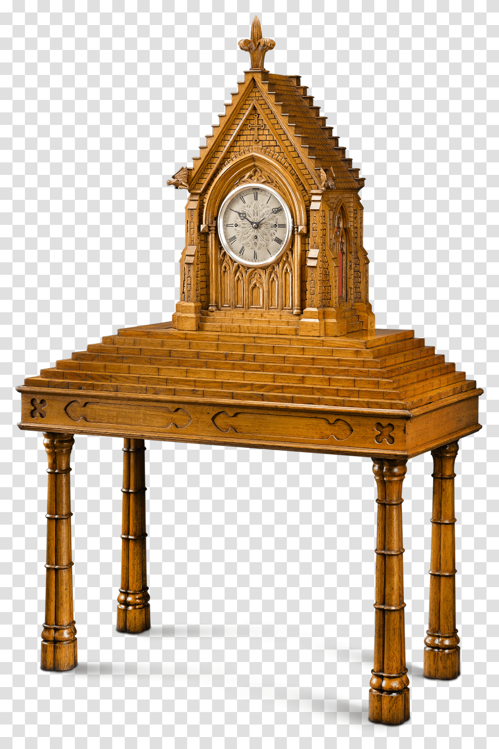 Gothic Musical Clock By Nicole Frres Antique, Furniture, Tabletop, Architecture, Building Transparent Png