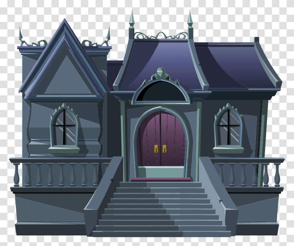 Gothic Style Dragonfable Gothic House, Architecture, Building, Staircase, Door Transparent Png