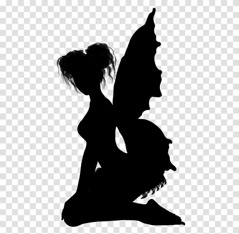 Gothicelements 66 Fairy Silhouettes Fairy5 Hadas Blanco Y Negro, Gray, World Of Warcraft Transparent Png