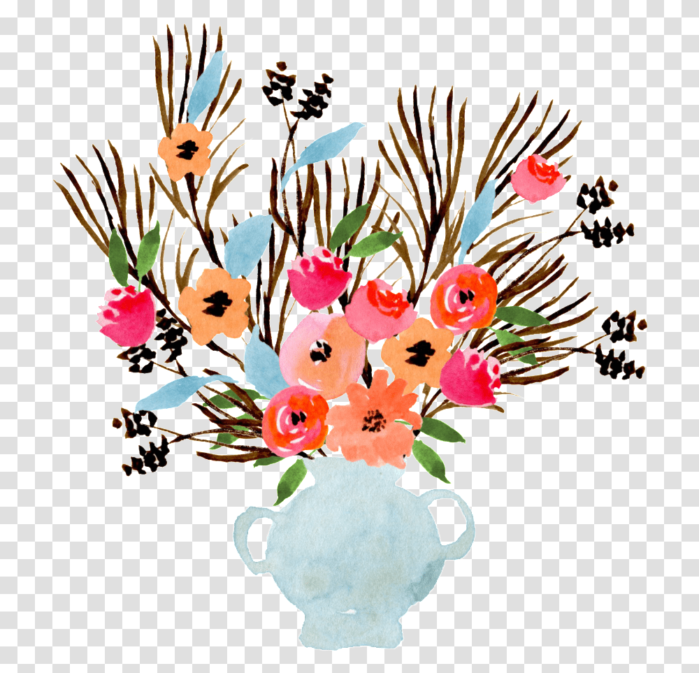 Gouache Flower Arrangement Decorative, Floral Design, Pattern Transparent Png