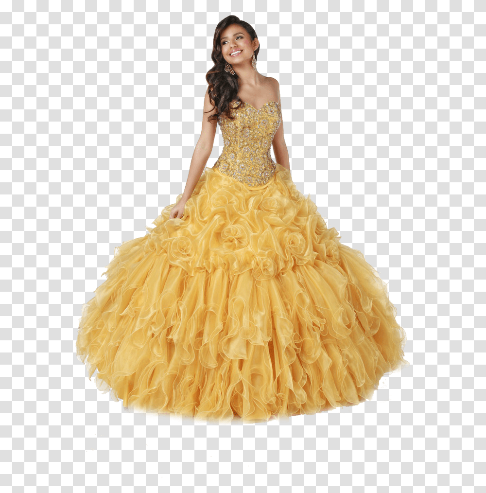 Gown Clipart Yellow Dress Girl Princess Dress, Apparel, Female, Person Transparent Png