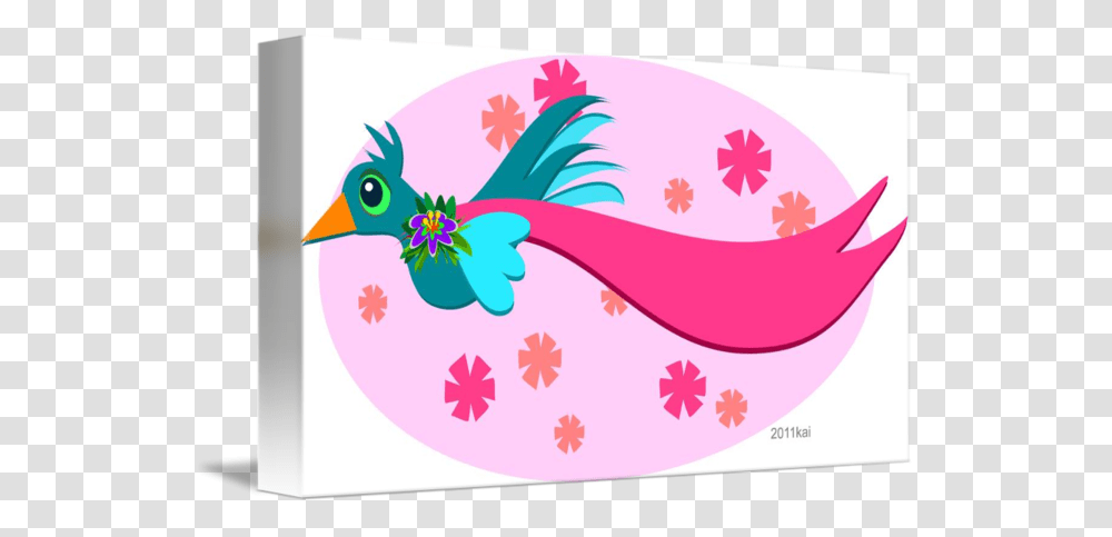 Graceful Bird With A Pink Banner, Floral Design, Pattern Transparent Png