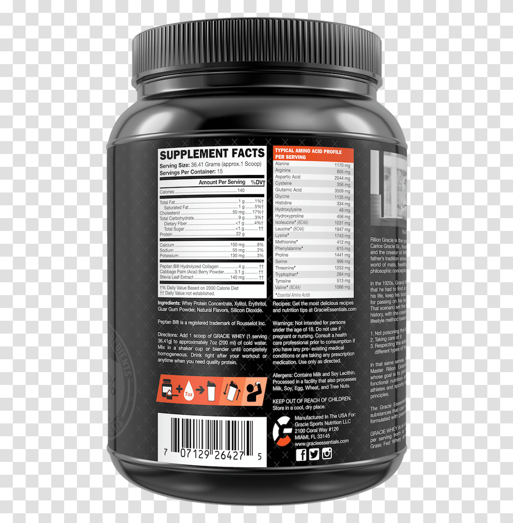Gracie Essentials Whey Protein And Collagen With Acai Bodybuilding Supplement, Menu, Advertisement, Poster Transparent Png