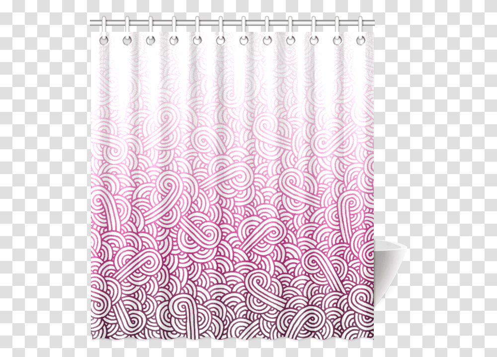 Gradient Pink And White Swirls Doodles Shower Curtain Paisley, Rug Transparent Png