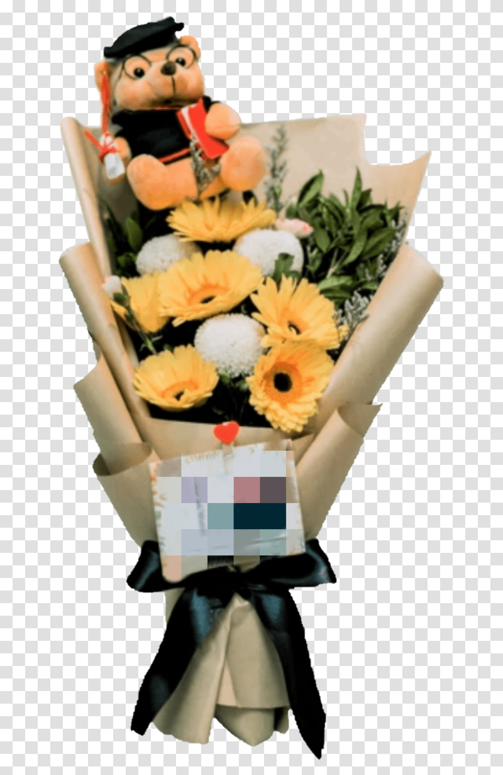 Graduation Bouquet With Bear Graduation Flower Bouquet, Plant, Flower Arrangement, Blossom, Toy Transparent Png