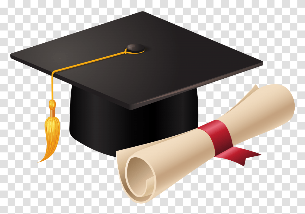 Graduation Cap And Diploma Clip, Document, Scroll, Label Transparent Png