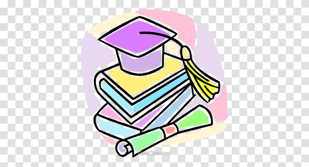 Graduation Cap And School Books Royalty Free Vector Clip Art, Helmet, Apparel, Lawn Mower Transparent Png