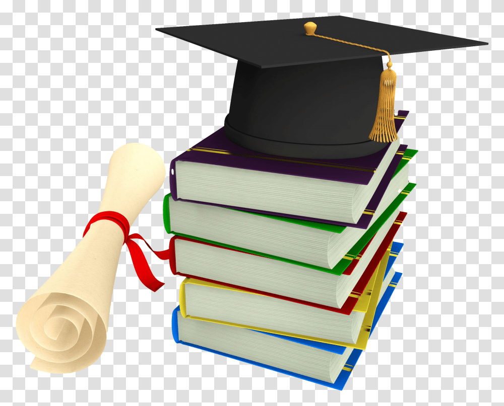 Graduation Cap Download Image Degree Cap With Books, Box Transparent Png