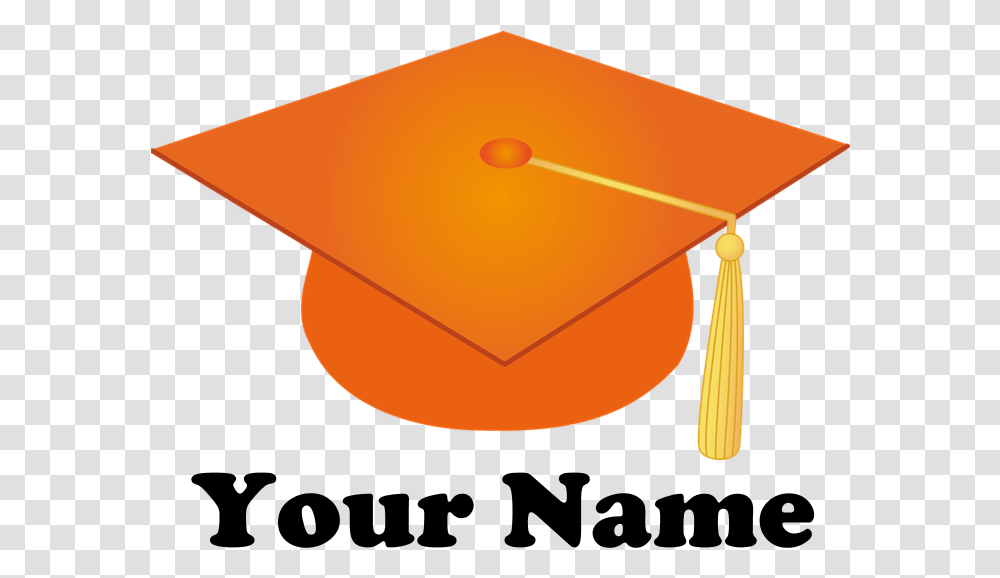 Graduation Cap Picture Free Download Graduation Cap Clip Art Orange, Clothing, Apparel, Label, Text Transparent Png