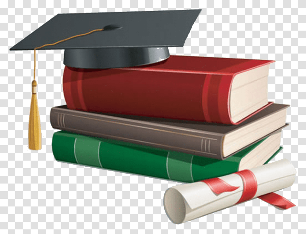 Graduation Cap With Books Transparent Png