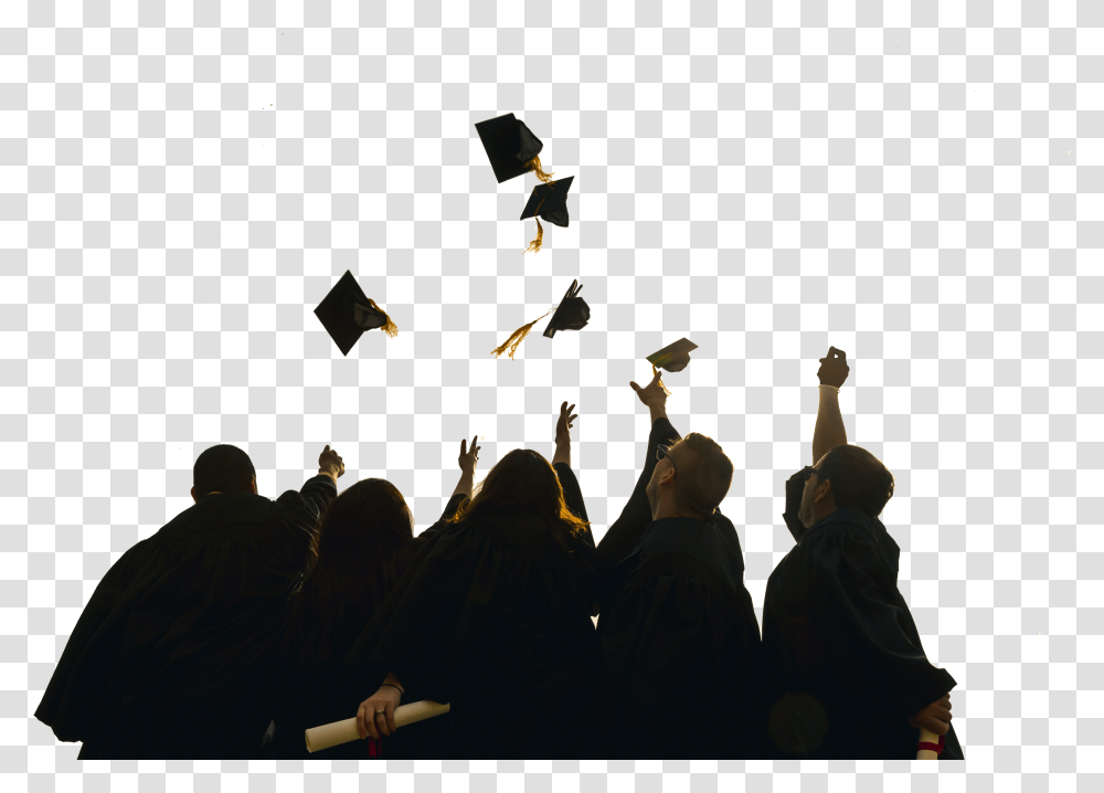 Graduation Caps In The Air, Person, Human, Audience, Crowd Transparent Png