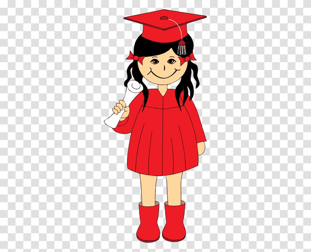 Graduation Clipart Red, Apparel, Person, Human Transparent Png