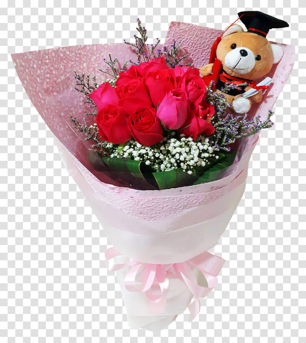 Graduation Red Roses With Bear Bouquet, Plant, Flower Bouquet, Flower Arrangement, Blossom Transparent Png