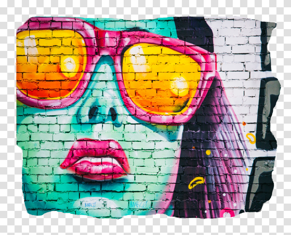 Graffiti Girl Mural On Brick Wall, Painting Transparent Png