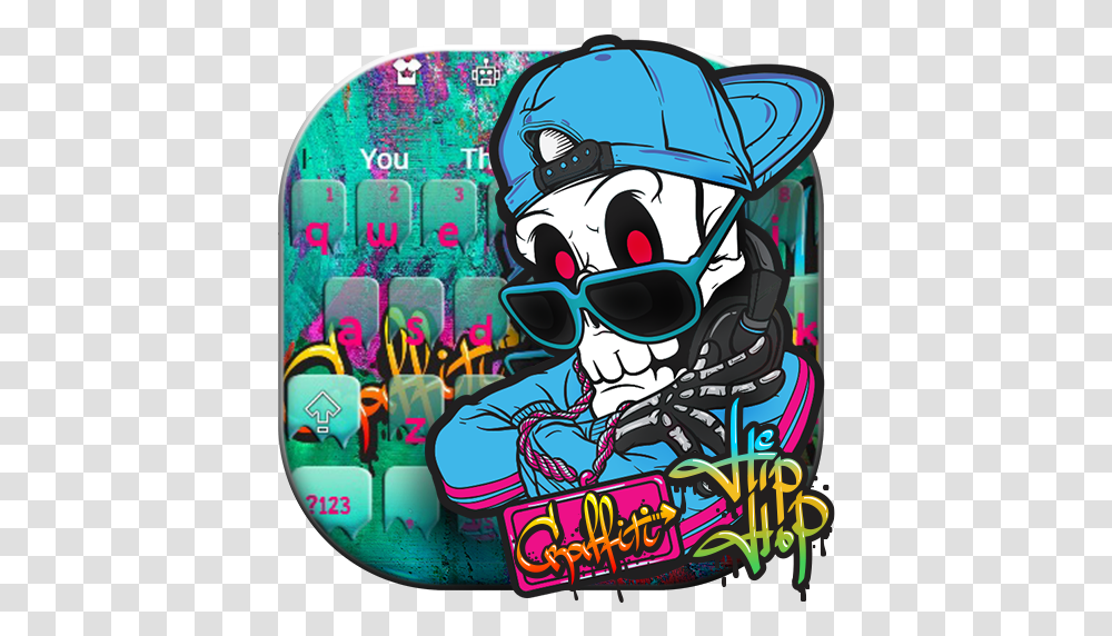 Graffiti Hip Hop Skull Keyboard - Apper P Google Play Thug Life Characters Cartoon, Graphics, Text, Outdoors Transparent Png