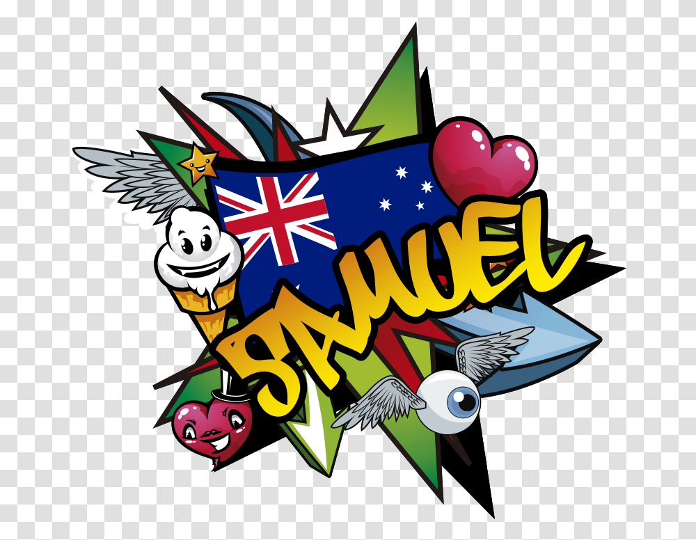 Graffiti Name Australian Flag Urban Decal Fictional Character, Graphics, Art, Poster, Advertisement Transparent Png