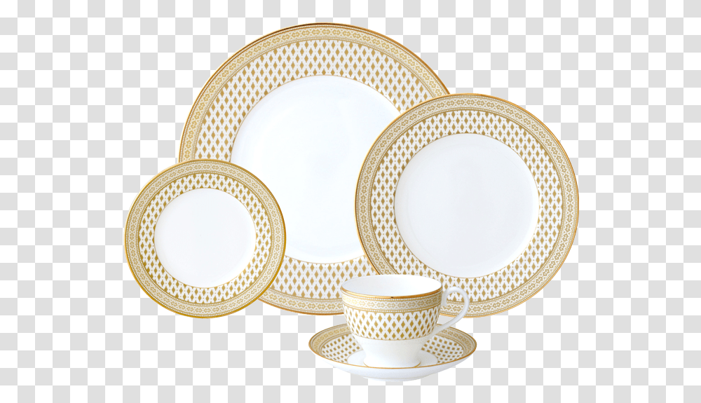 Granada Gold 5 Piece Place Setting Table Service, Saucer, Pottery, Porcelain, Art Transparent Png